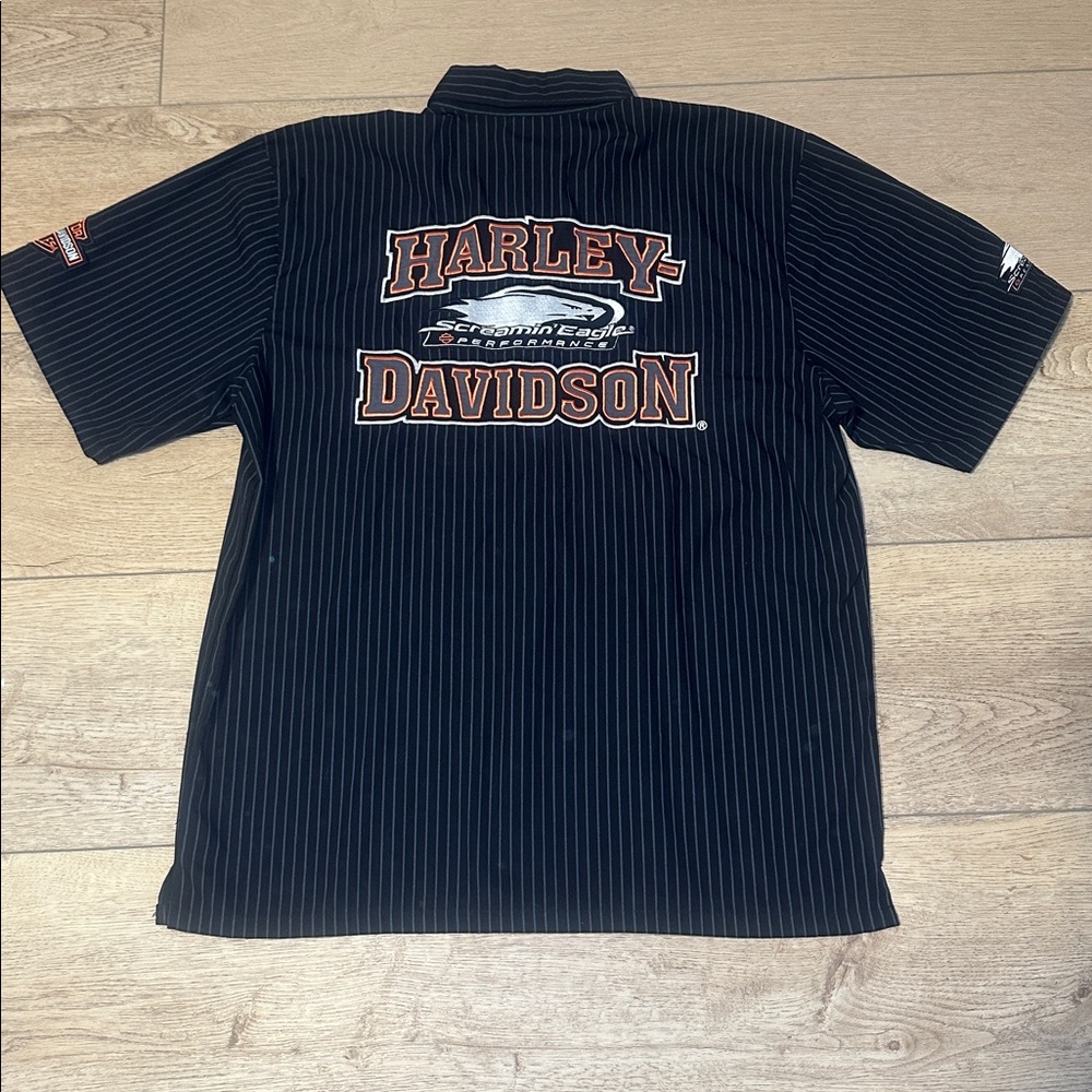 Harley Davidson Men's Size Large Work Shirt Short Sleeves Screamin' Eagle - Picture 4 of 5